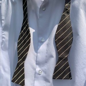 Original Penguin gray & white striped bow tie
